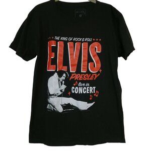 Elvis‎ Presley Live in Concert Black Graphic T-shirt Size M Rock Tee